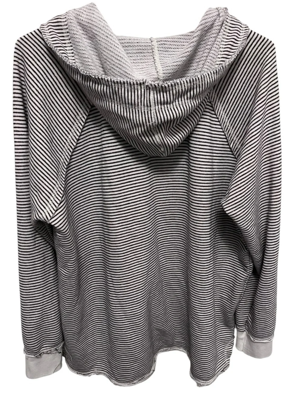 Women's Blue 84 Cream/Gray Oregon Ducks Striped Raglan Pullover Hoodie - Picture 3 of 7